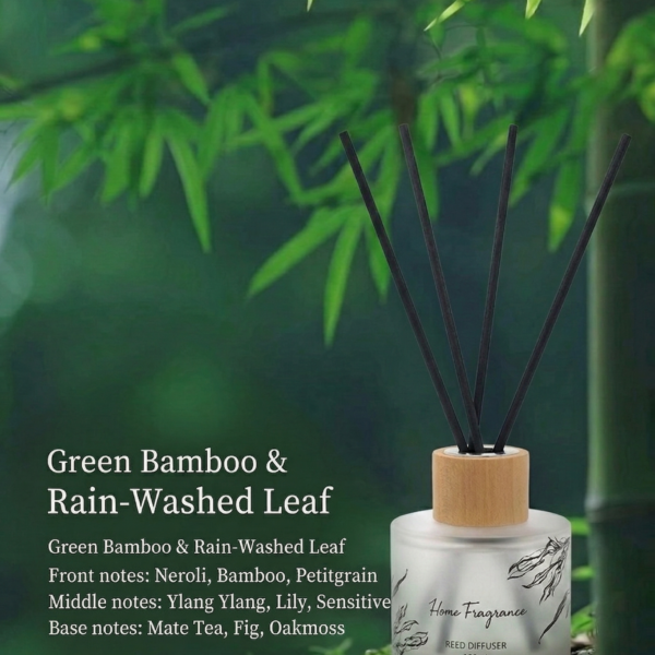 Garden Whispers- Green Bamboo & Rain-Washed Leaf